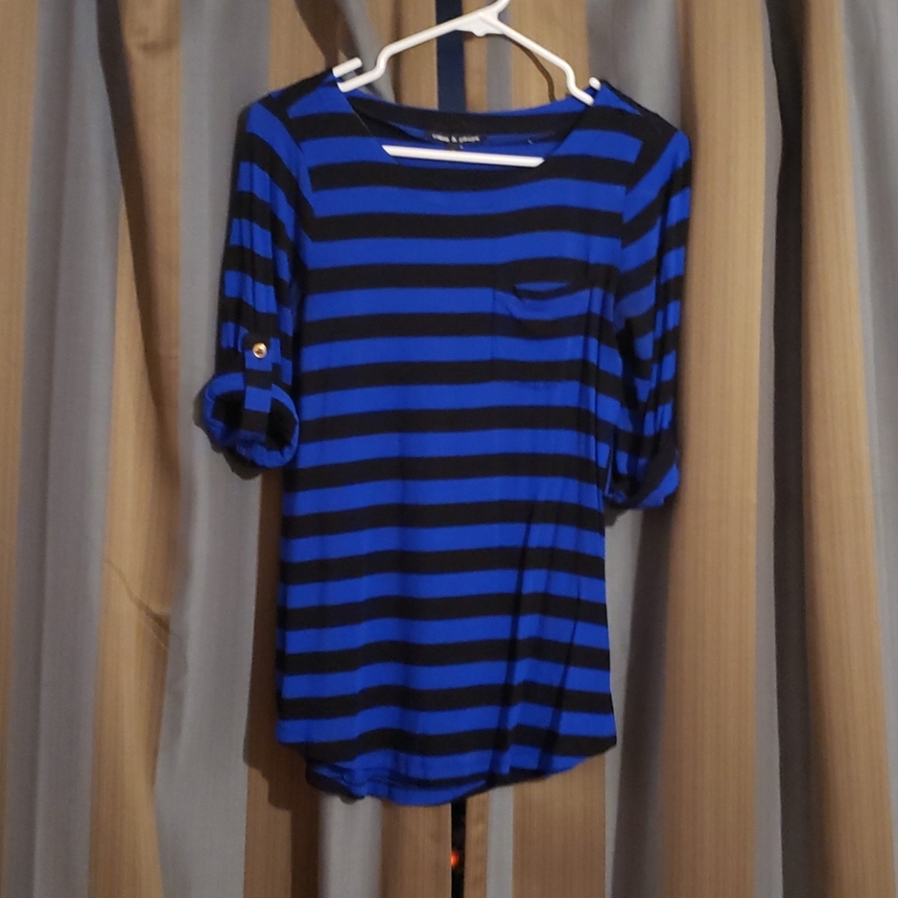 Cable & Gauge black and blue stripped top